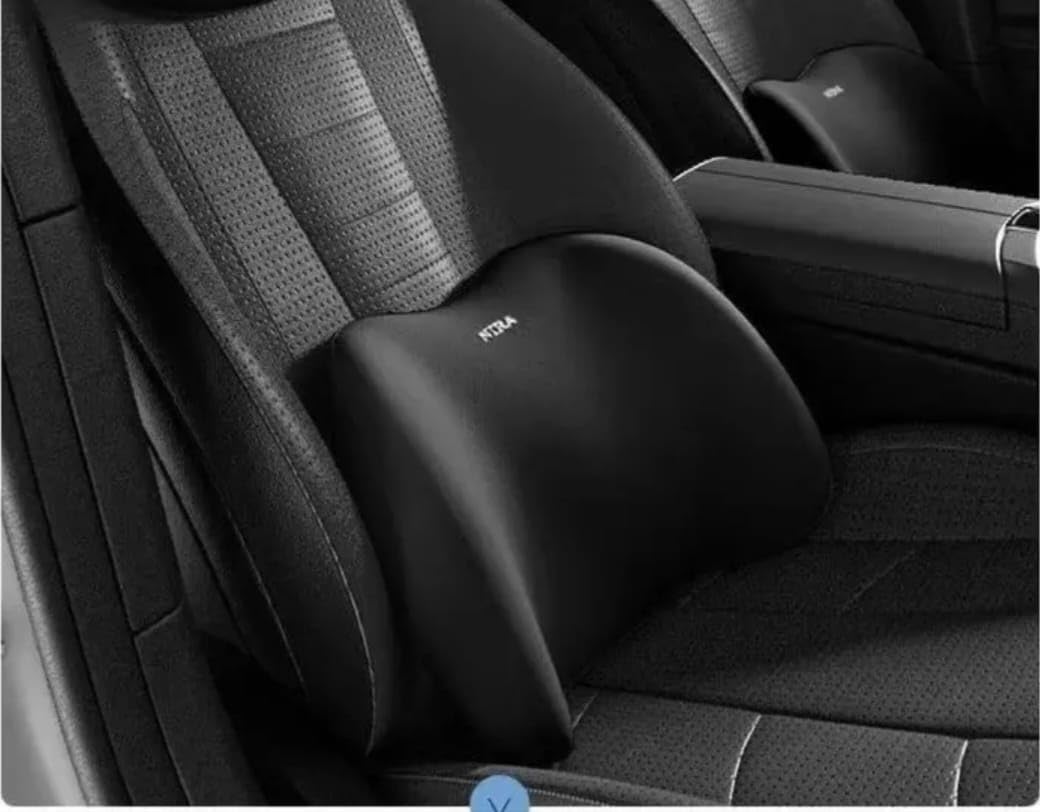 Memory Foam Lumbar Support Pillow For Driving, Ergonomic Car Seat Backrest Cushion, Black - 41 X 28 X 12 Cm | For Office & Home - Removable Cover, Zipper Design, Soft, Skin-Friendly