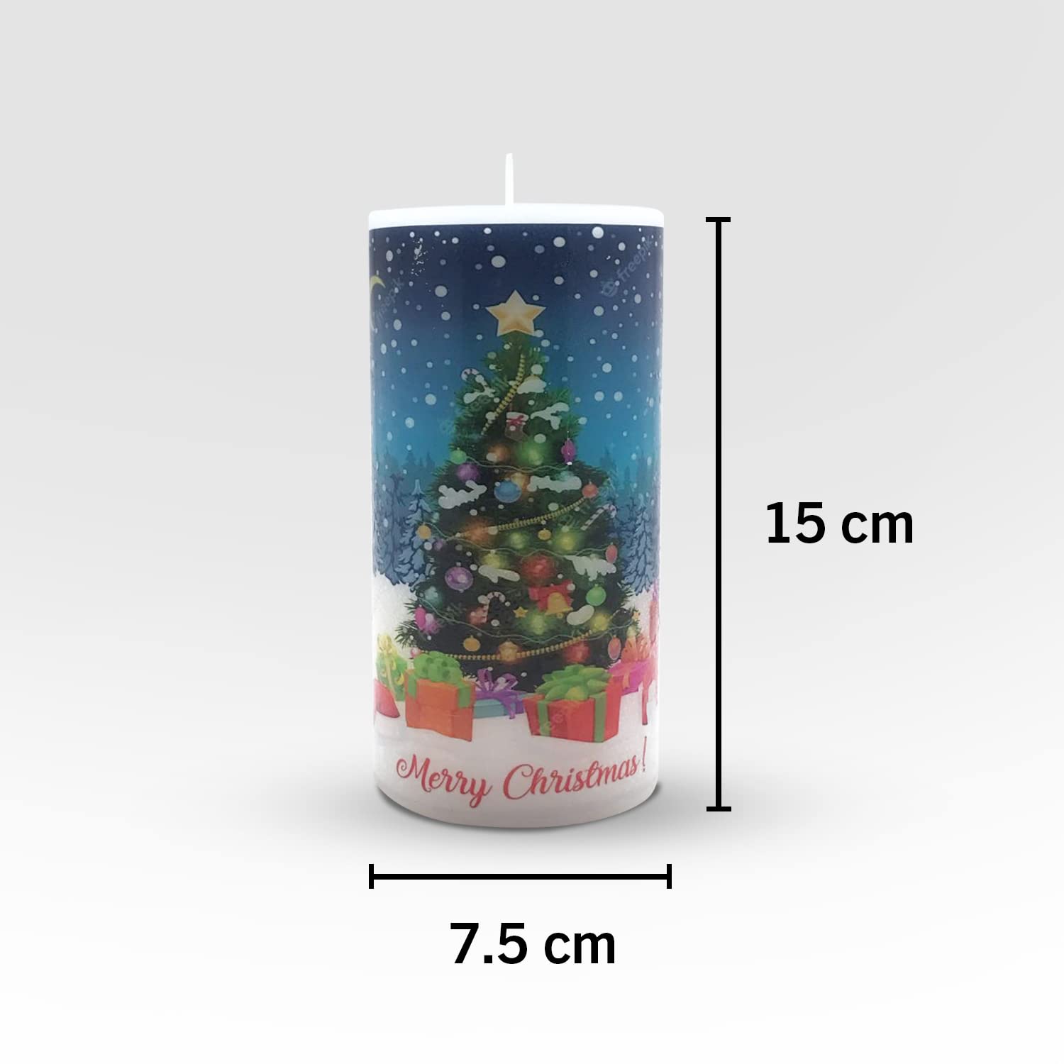 XMAS TREE WITH STAR CANDLE 6 INCH PILLAR CANDLE | CHRISTMAS SANTA CANDLE