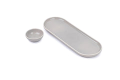 Large Oblong Ceramic Serving Platter, Grey Oblong Modern Series | Big Serving Plate Set - Platters Serving Set | Snacks Serving Plates - 1 Serving Platter + 1 Dip Bowl