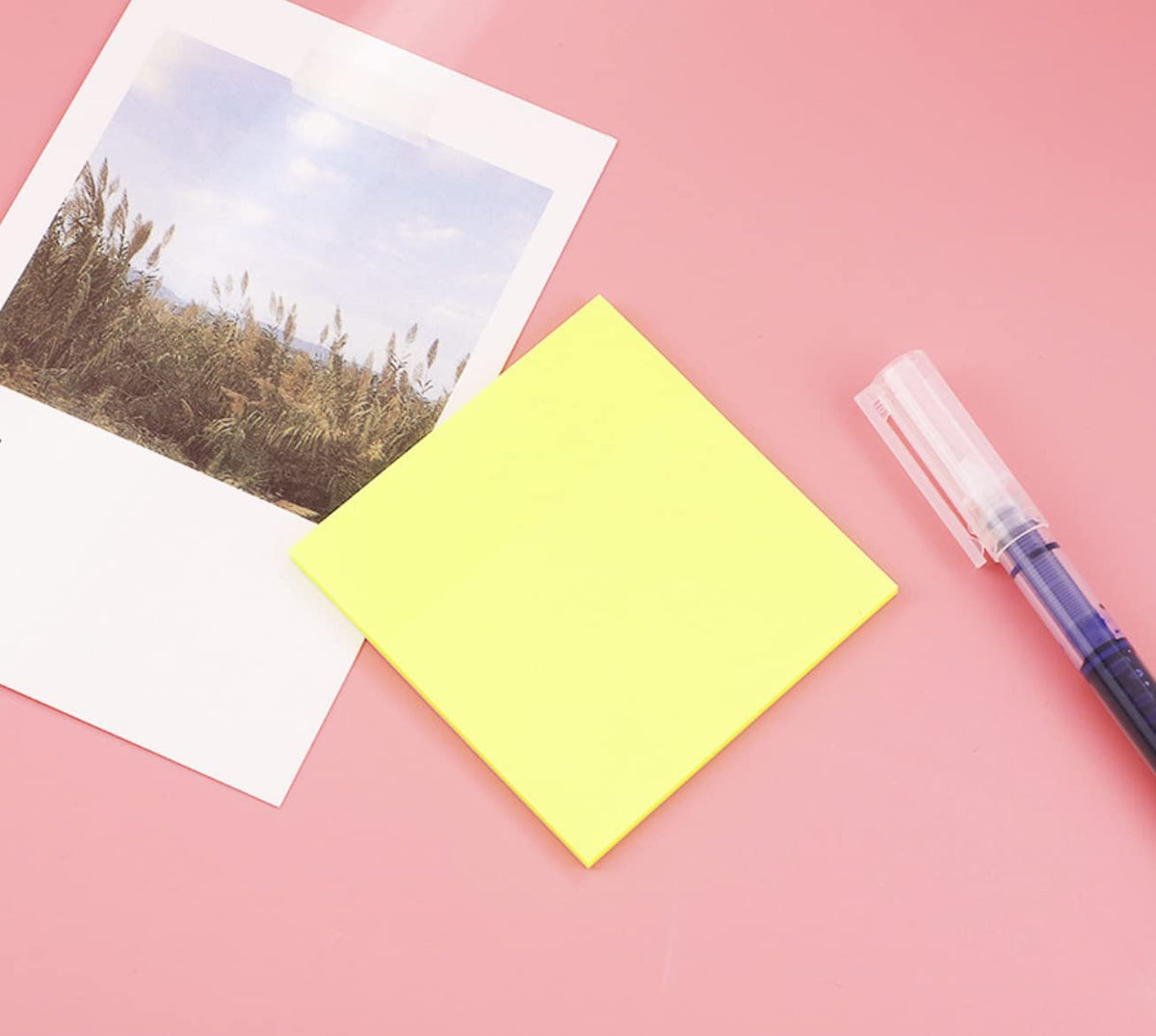 Transparent Memo Sticky Notes, 50 Sheets Sticky Pet Note, Stationery, Yellow - Pack Of 3