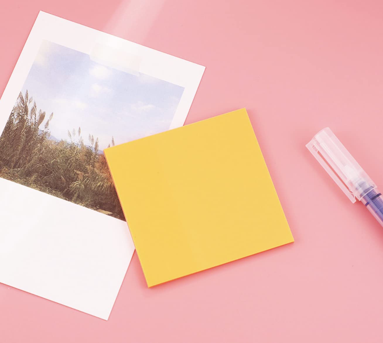 Transparent Memo Sticky Notes, 50 Sheets Sticky Pet Note, Stationery, Orange - Pack Of 3