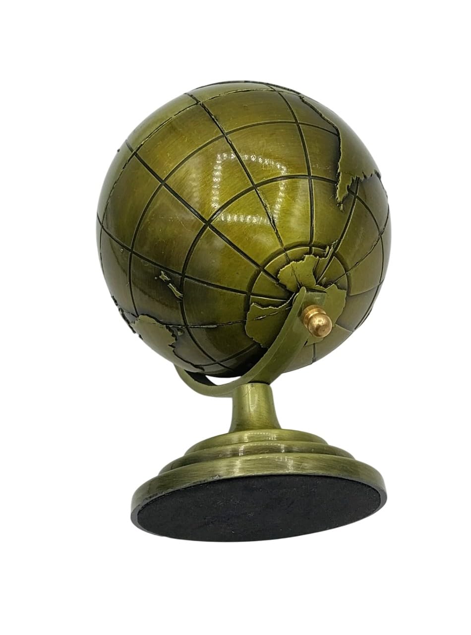 Globe Educational Political World Globe With Metal Finish, Home Decor, Office Decor, Gift For Students Green 12" Inch, Pack Of 1