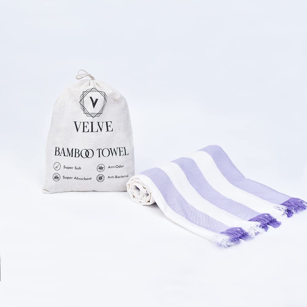 Velve 100% Bamboo Bath Towel 270 Gsm | 2x Softer & Absorbent Than Cotton Towels | Skin Friendly With Non-Toxic Colors (Lavender)