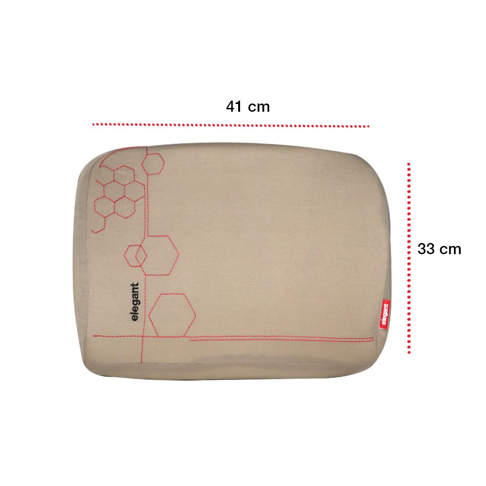 Memory Foam Pillow, Cushion For Car, Office, Chairs, Lumbar Support, Zig Beige | Removable Covering For Easy Washing, Reading Use | Back Support Pillow, Soft Pillow - Pack Of 1