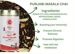 Tattva Adih Punjabi Special Masala Chai - 100gm, 3.5 Ounce, 50 Cups | CTC Blended With Punjabi Spices Premium Blend In Airtight Container - Low Caffeine