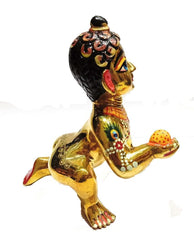 Laddu Gopal Brass Murti, Bal Gopal Ji, Hand Paint Idol, Gold, Brass, Size No.1, For Daily Pooja & Janmashtami Festival, All Occasion, God Statue