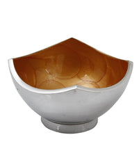 Handcrafted Aluminium Stylish Yellow Serving Bowl - 300ml, Height - 6 Cm, 290 Gm | Decorative Bowl - Dry Fruit Serve Ware