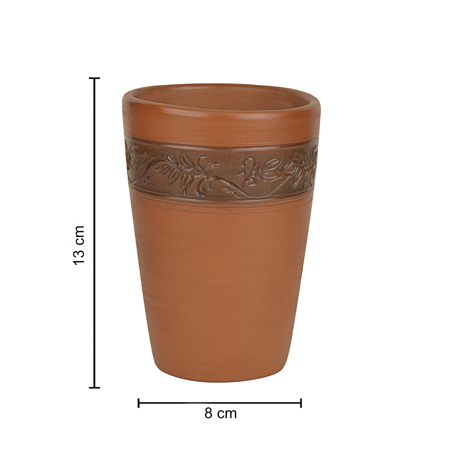 Handmade Earthen Clay Lassi Milk Beer Glasses Set Of 2 - Brown, 450ml Each | Earthenware Glasses