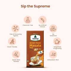 Apsara Instant Premix Masala Chai - 10 Sachets | Ready To Drink, Masala Tea Powder - Masala Chai Enriched With 100% Natural Ingredients | Ginger, Cardamom, Black Pepper, Clove, Cinnamon & Nutmeg
