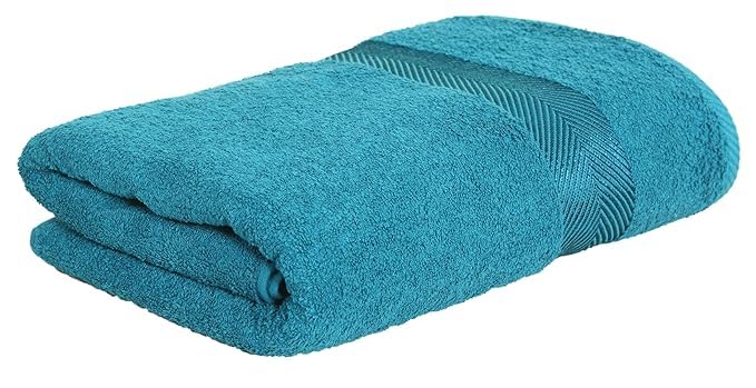 Fash Home International 1000 Gsm | 100% Cotton Highly Absorbent Luxurious Large Couple Bath Towel Set (Grey & Teal) - Set Of 2