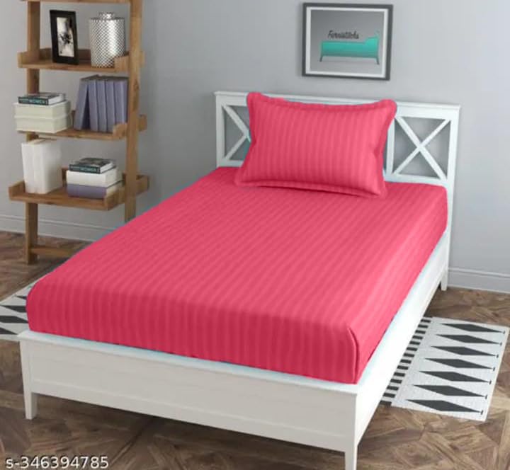 Premium Single Bedsheet With 1 Pillow Cover - 60 X 90 Inches, Pink | Ideal For Home, Hotel, Guest House | Soft, Elegant Microfiber For Ultimate Comfort