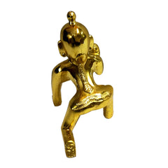Laddu Gopal Idol, Baby Krishna Bal Gopal Ji Murti, Brass, Gold, Size - No.1, Thakur Ji Petal Idol, Janmashtami Special For Home Temple, Occasion & Festivals, Handmade Kanha Ji Statue
