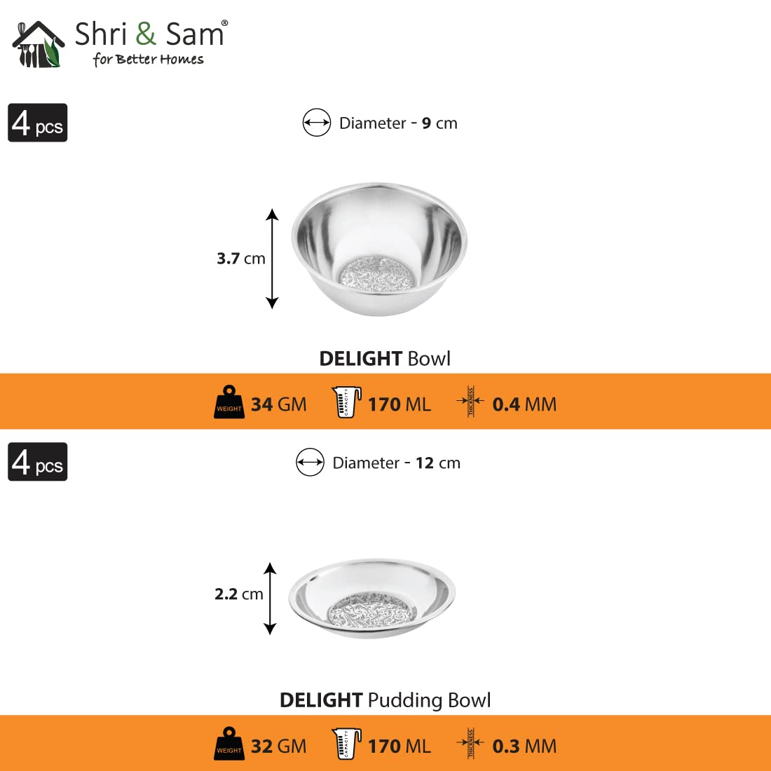 Designer Stainless Steel Delight Laser Bloom Leaf Dinner Set Of 24 Pieces, Silver | 4 Dinner Plates+ 4 Side Plates+ 4 Glasses+ 4 Bowls+ 4 Pudding Bowls+ 4 Dessert Spoons