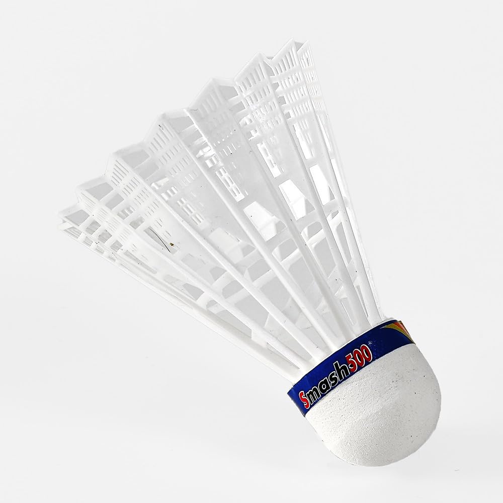TECHNO Smash 500 Nylon Badminton Shuttlecock , Eva Bottom | White , Pack Of 10