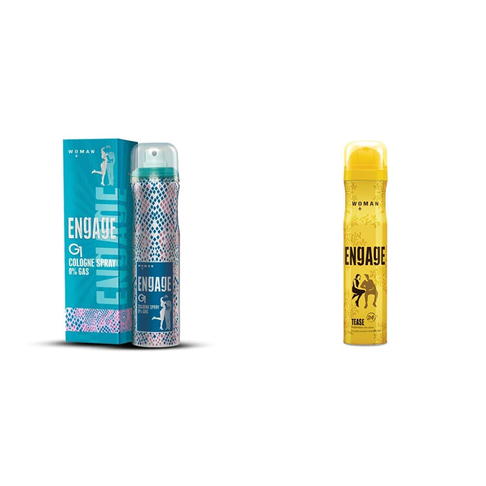 Engage G1 Cologne Spray 135ml 4.5 Fl.oz. & Tease Deodorant For Women, 150ml 5 Fl.oz. | Perfect Gift For Girlfriend