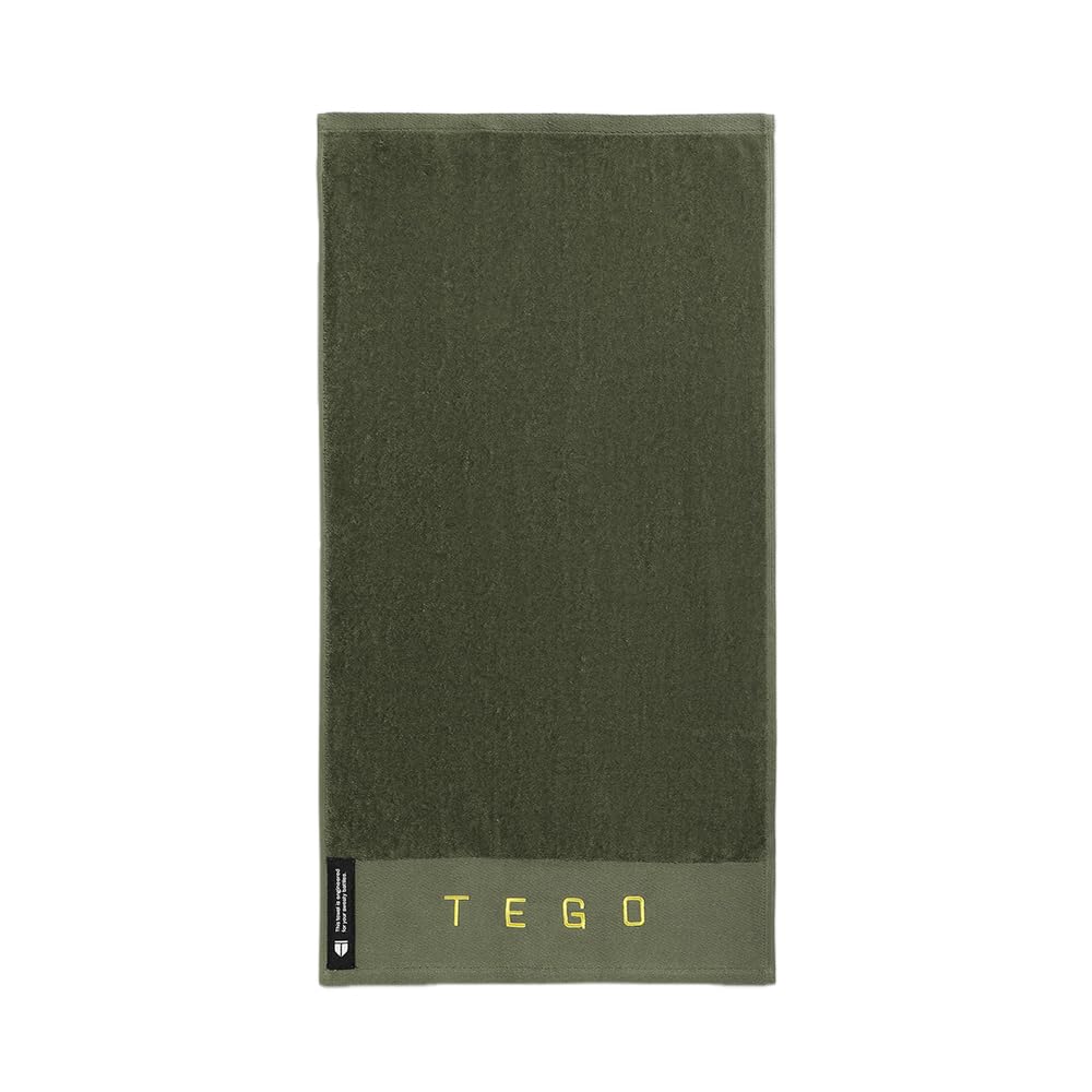 Tego Cotton Performance Sports Towel 100 Gsm - Gym, Work Out, Fitness Towel (Camo Green & Flash Orange)