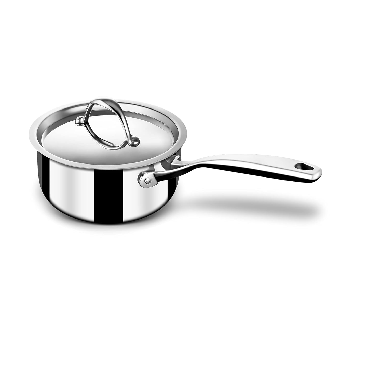 Triply Stainless Steel Tea Pan With Lid - 1.4 Liters, 16cm | Milk Pan With Lid - Gas & Induction Base Sauce Pan