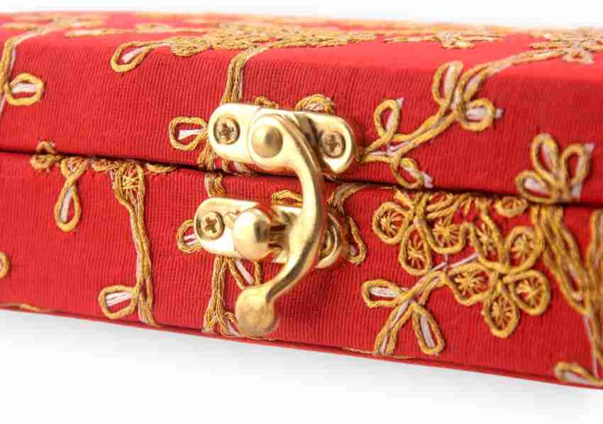 Decorative & Attractive Box Cash Box, Shagun Box, Jewellery Box, Money Box Envelop Wedding, Gift Box, Bangel Box With Embroidery Design Pack Of 1, Colour - Red
