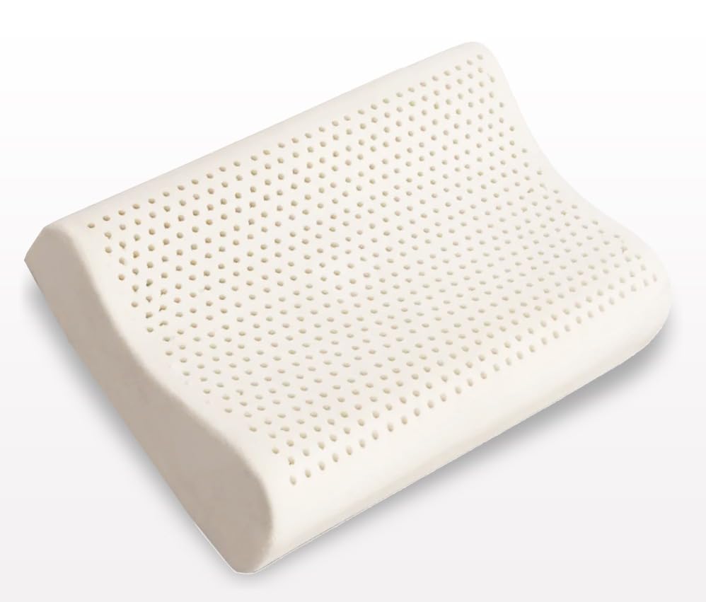 Latex Contour Pillow, Organic Pure Natural Pillow, White, Size - 60 X 40 X 10 Cm | 65 Density, Breathable, Hypoallergenic, Neck Support, Cooling, Latex Contour Pillow By Livon Comforts