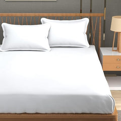 Plain Double Bedsheet For Queen Size With 2 Matching Pillow Covers For Home - 90 X 100 Inches, White | Smooth Finish, Soft Touch & Breathable Comfort For Everyday Use
