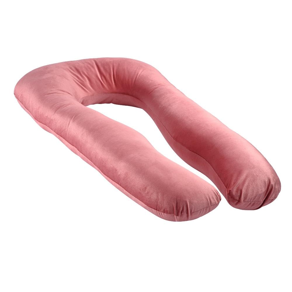 Pregnancy & Nursing Pillow Combo, U Shape Maternity Pillow For Sleeping - Dark Pink | 5 In 1 Multipurpose Use, Nursing Pillow | For Breastfeeding With Cotton Removable Cover, Adjustable Strap