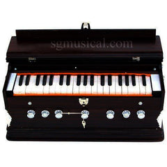 Musical Instrument Harmonium With Keyboard Cover With Lock - 39 Keys, 3 1/4 Octave, 7 Stopper (5 Stops 2 Drones), Two Reeds (Bass+ Male) | Two Side Carry Handles, Jaali Frame On Keys
