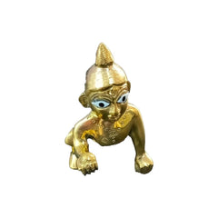 Laddu Gopal God Idol, Thakur Ji, Bal Gopal Ji Statue, Gold, Brass, Size - No.1, Traditional Deign, Home Décor, Best Gift Option, All Festival & Occasions Statue