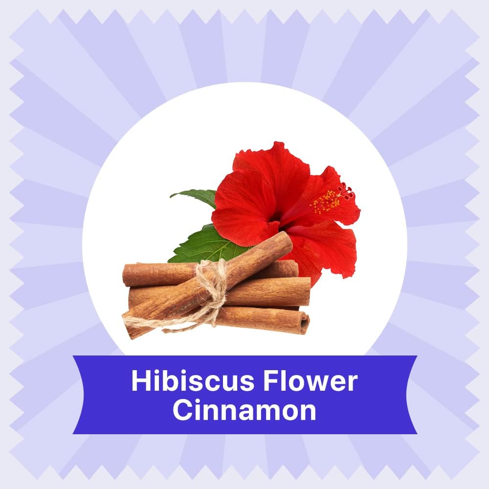 Blue Tea Caffeine Free Hibiscus Cinnamon Herbal Tea - 60 Pyramid Tea Bags | Skin Glow Enhancing Tea - Gluten Free, Non GMO | Plant Based Tangy Flavor - Zip Lock Pouch