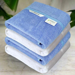 Heelium Bamboo Bath Towel 4x Softer & Quick Drying 400 Gsm (Iris & White)