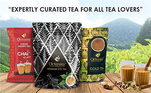 Octavius Premium CTC Assam Tea - Pack Of 10 X 1 Kg, 35.2 Ounce Each | Garden Fresh Extra Strong Assam Tea - Kadak Chai Patti | Medium Caffeine Strong Chai Patti