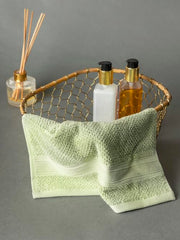Favori Soft 100% Cotton Face Towel 450 Gsm | Terry Thick Quick Dry & Skin-Friendly Wash Cloth For Men & Women (Sage Green) - Set Of 4