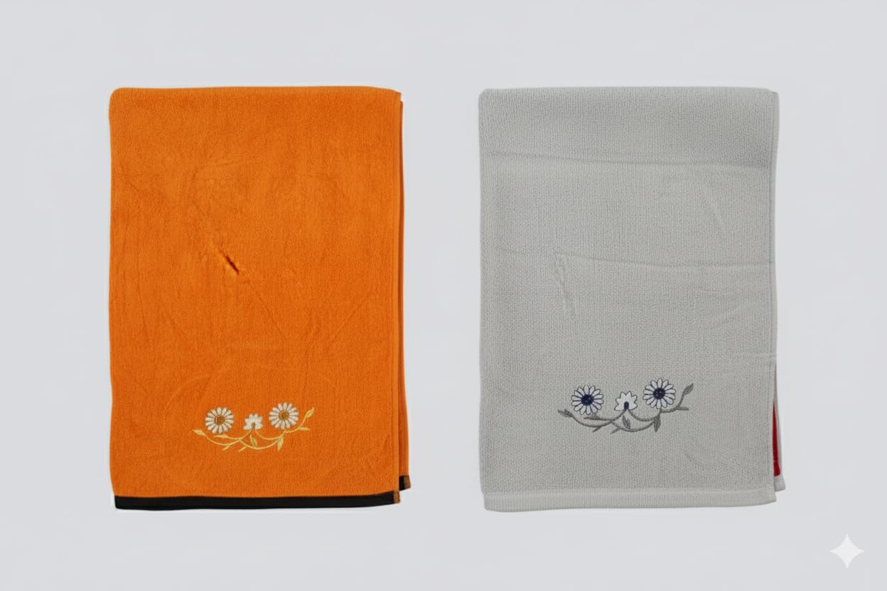 Ivaza Bamboo Face Towel 200 Gsm | Embroidery Boutique Ultra-Soft & Highly Absorbent Reusable Bamboo Fiber Cloths (Multicolor) - 1 Pcs