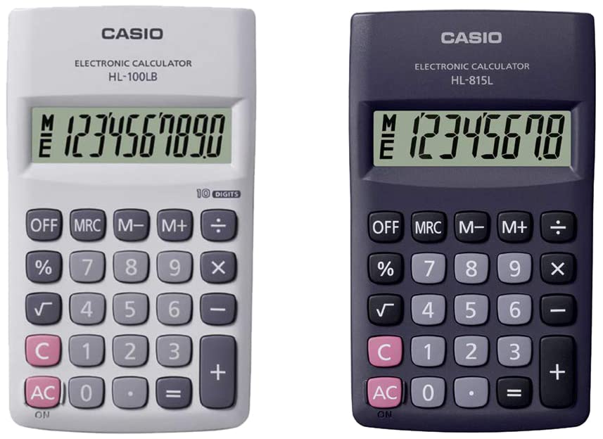 Casio HL-100LB Portable Calculator, 10 Digit & Casio HL-815L Portable Calculator | Pocket Size Calculator - For Any Warranty