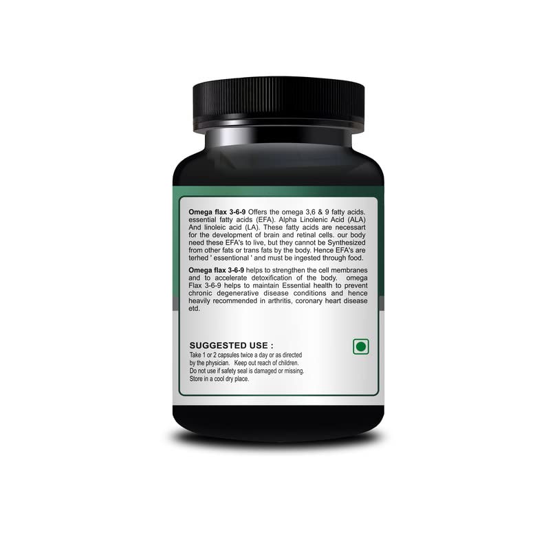 Inlazer Omega Flax Fatty Acid Capsules - Flax Seeds Oil - Strong Source Of Immunity Booster Protects Heart & Brain, Flax Seed Oil Capsules 100% Natural | 30 Capsules 50gm 0.1lbs