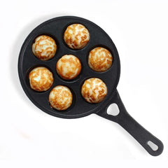 Super Smooth Black Cast Iron Paniyaram Pan With Long Handle - 7 Pits, 21cm, 8.3 Inch, 1.9 Kg | Nonstick, Pre-Seasoned Appe Or Paddu Pan, 100% Pure & Toxin-Free, No Chemical Coating