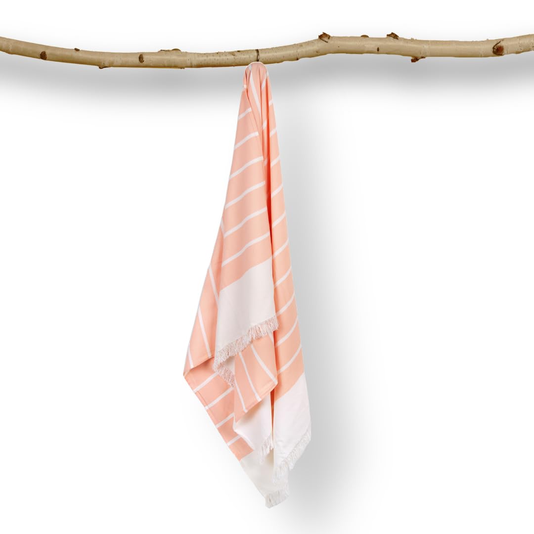 Mush Bamboo Turkish Towel 280 Gsm | 100% Bamboo Ultra Soft, Absorbent & Quick Dry Towel For Bath, Beach, Pool, Travel, Spa & Yoga (N. Peach) 250 Tc