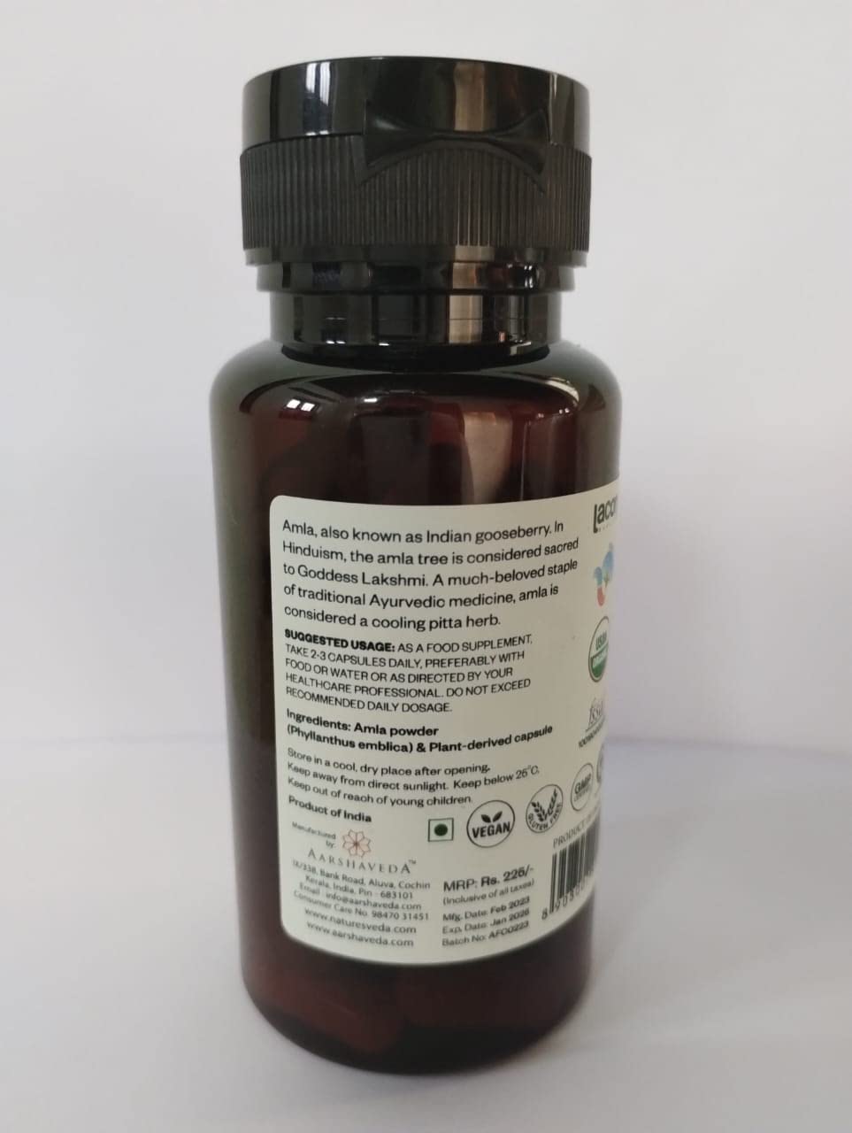 Aarshaveda 100% Organic Amla, Immunity Booster For All Individuals Of Different Ages | 60 Capsules, 100gm 0.2lbs