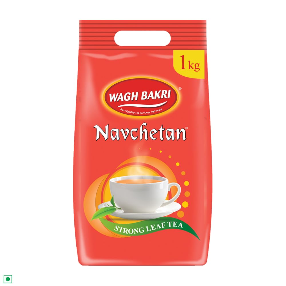 Wagh Bakri Navchetan Danedar Tea - Pack Of 2 X 1 Kg, 35.2 Ounce Each | Rich Color, Strong & Refreshing Taste, Awesome Aroma Chai Patti - Preservatives Free, Artificial Flavor Free | Caffeine Free
