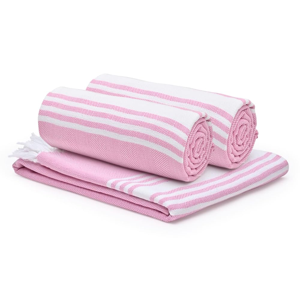 The Better Home Cotton Large Size Bath Towel 900 Gsm | Soft Towel For Men Women Anti-Odour High Absorbency Quick Dry Towel (Pink) - 3 Pcs