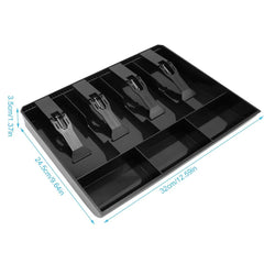 Abs Plastic Cash Tray 4 Cash, Bills & 3 Coin Compartment Cash Drawer Safe Box, Colour - Black