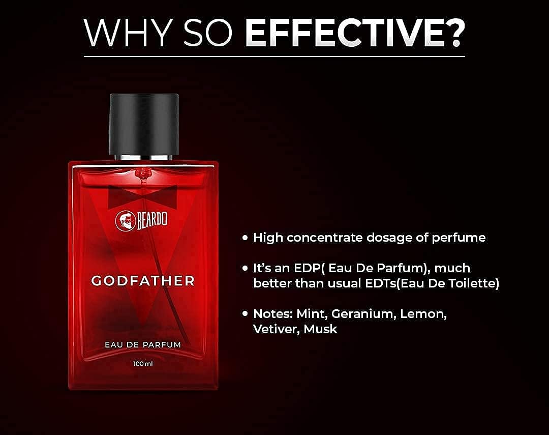 Beardo Godfather Eau De Parfum & Mafia Long Lasting No Gas Perfume Body Spray 220ml 7.4 Fl.oz. Pack Of 2 | Best Gift Set For Men