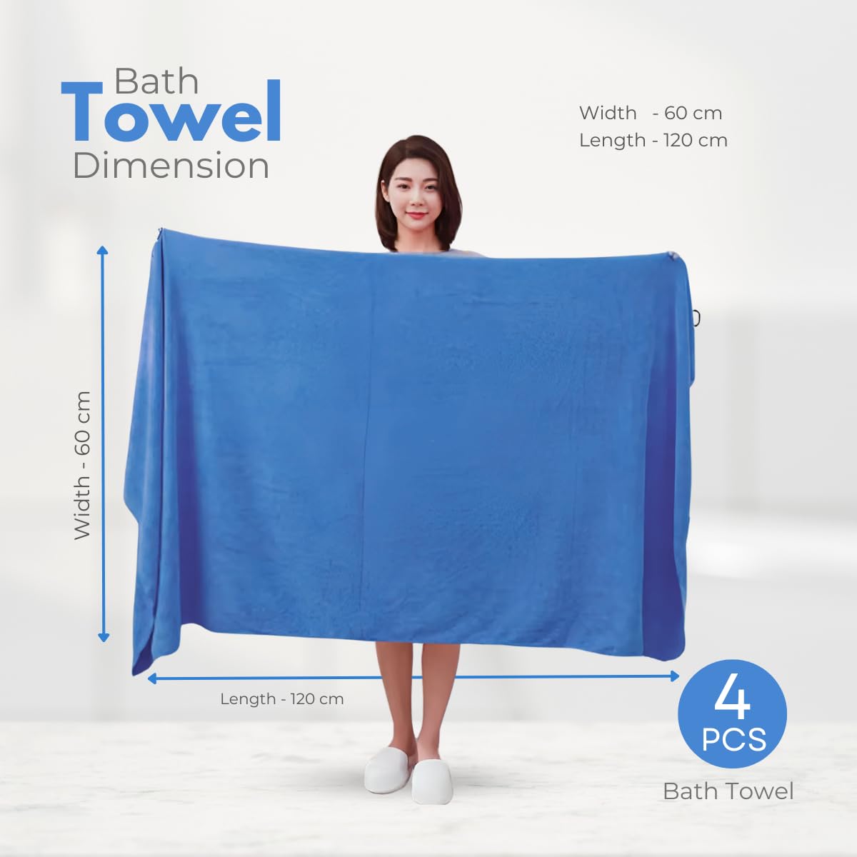 Black Gold The Finer Touch Premium Microfiber Bath Towels 1200 Gsm | Lightweight Ultra-Soft Fade Resistant (Blue) - 3 Pcs