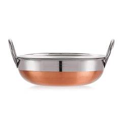 Stainless Steel Copper Bottom Kadhai 5 Liters - Bottom Pot Pans For Frying - Copper Bottom | Attractive Color & Design