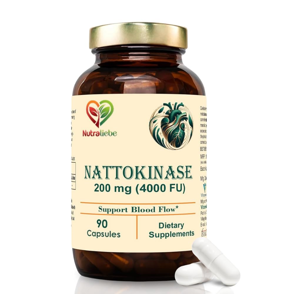 Nutraliebe Nattokinase 200mg With 4000 Fu - Supports Circulatory Health | 90 Vegan Capsules, 150gm 0.3lbs
