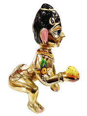 Full Painted Laddu Gopal Ji Murti, Pure Ashtadhatu Laddu Gopal, Brass, Gold - Size No.7, Golden Hand Painted Idols | All Occasion
