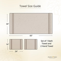 Peepul Tree Block Printed Hand & Bath Towels 240 Gsm | Super Absorbent Soft & Faster Drying, Floral Printed 100% Pure Cotton (Off-White & Blue Floral)- Pack Of 3
