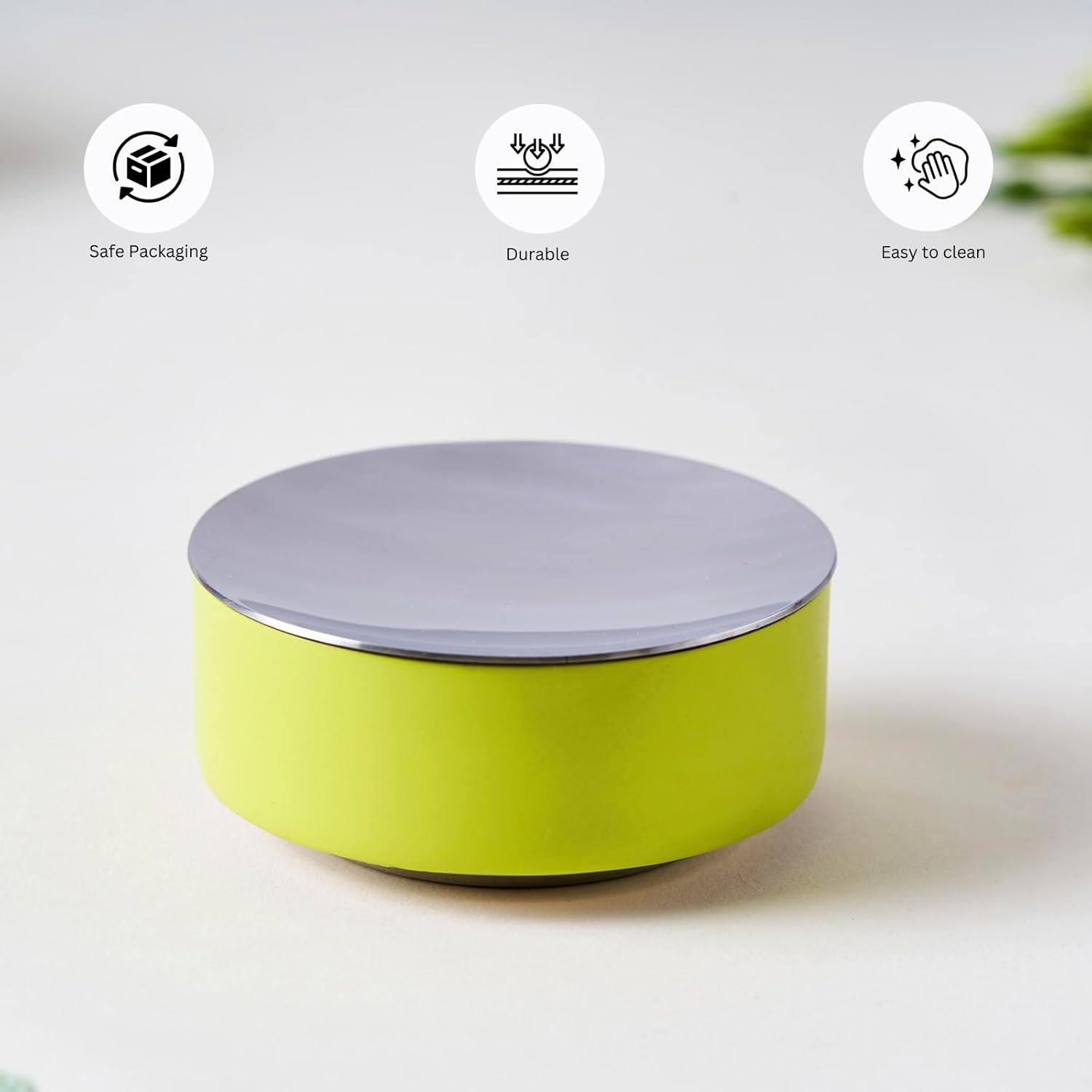 Stainless Steel Katori With Lid - Yellow & Silver, Bliss Series | Corporate Gifting For Diwali - Morning Drinking Cup | Ideal For Hot & Cold Drinks - Serve Ware & Tableware, Dishwasher Safe