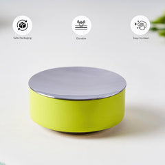 Stainless Steel Katori With Lid - Yellow & Silver, Bliss Series | Corporate Gifting For Diwali - Morning Drinking Cup | Ideal For Hot & Cold Drinks - Serve Ware & Tableware, Dishwasher Safe