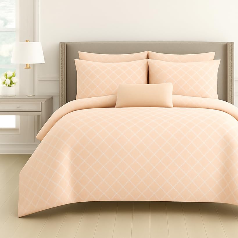 Double Bedsheet For Queen Size With 2 Matching Pillow Covers For Home - 90 X 100 Inches, Peach | Smooth Finish, Soft Touch & Breathable Comfort For Everyday Use