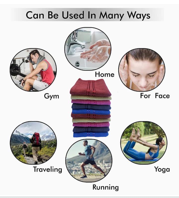 Space Fly Fresh Loom Travel Friendly Face Towels 1200 Gsm | Men, Baby Face Towels Newborn, Small Napkins For Face Towel (Set Of 10)